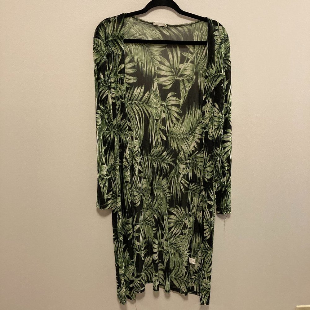 Punc Swim Coverup Cardigan Lightweight Size XL Green and Black Gothic